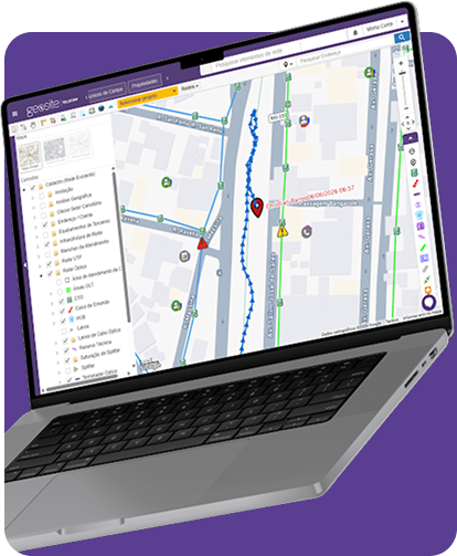 Real-time technician tracking on the Geosite Telecom map